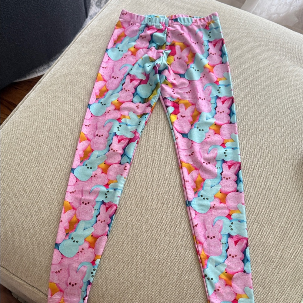 Terez Pink and Blue Bunny Print Kids Leggings